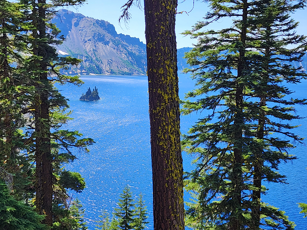 view of the Phantom Ship at Crater Lake