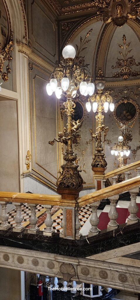 ornate light fixtures of the National Theater of Costa Rica 