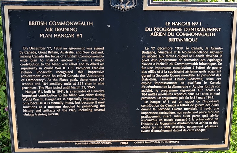 information plaque about the Commonwealth Air Training Plan Museum