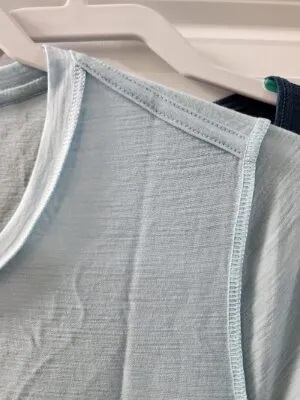 picture showing details of should seam on a wool tshirt