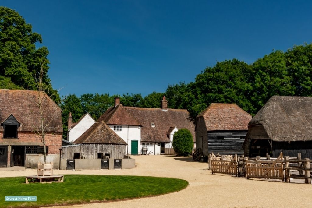 a picture of the 1400's farmhouse and wartime cottage located at Manor Farm