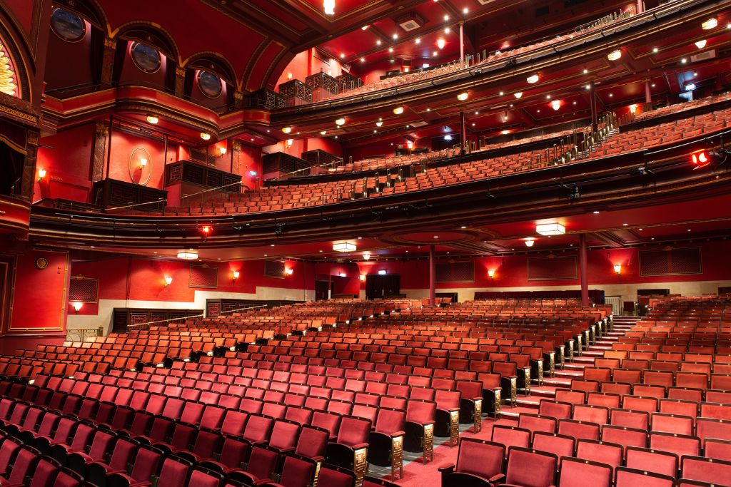 a picture of the interior auditorium of the Mayflower Theatre