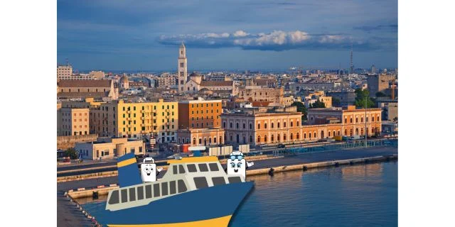 tmr icons on ferry in Bari Italy