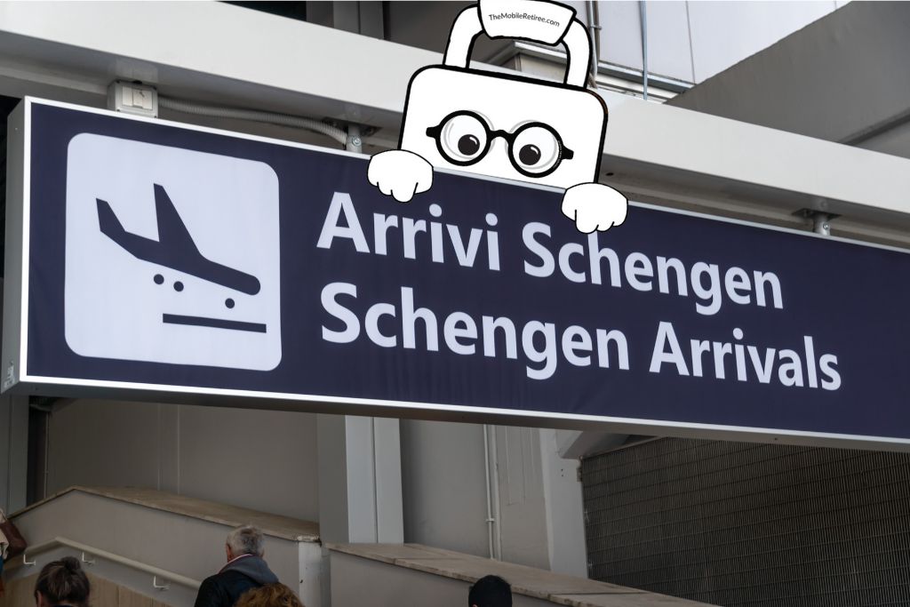 Icon looking at the Schengen arrivals sign