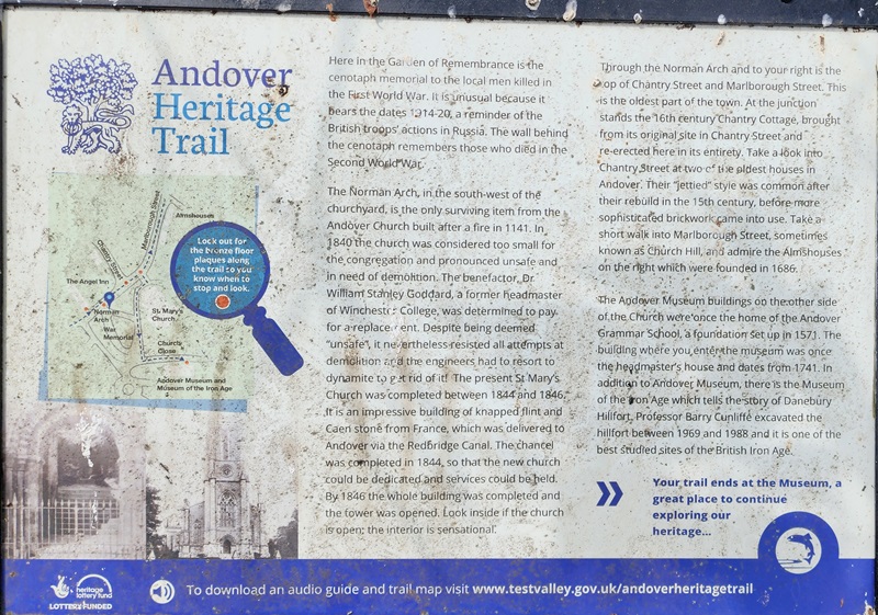 Informational sign showing one stop on the Andover Heritage Trail
