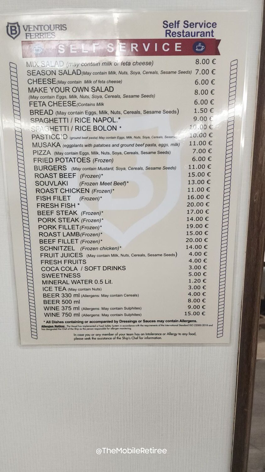 ferry restuarant menu rotated