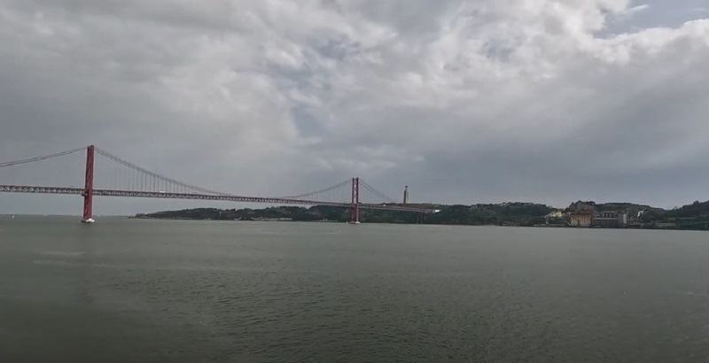 View of the Tagus River from the roof of the Museum of Art, Architecture and Technology, Lisbon Portugal