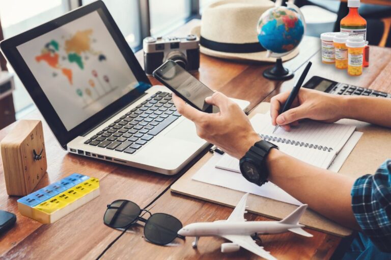 traveler planning a trip including his prescription medications